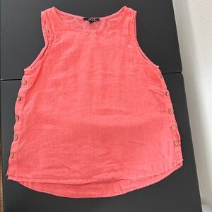 CHARLIE B Coral Sleeveless Top with Button Detail Linen
